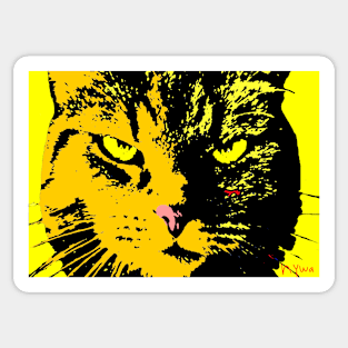 ANGRY CAT POP ART - ORANGE YELLOW BLACK Sticker